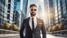 欧美时尚都市风戴墨镜商务男士图片